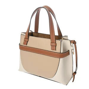 Loewe Jacquard Handle Gate Calf Handbag Top Soft Bag White Shoulder Oats